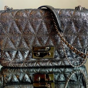 Grey/Deep Silver Shimmer Michael Kors Handbag